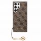 Guess PU 4G Charms Collection Leather Hard Case - дизайнерски кожен кейс за Samsung Galaxy S24 Ultra (кафяв) 2