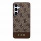 Guess PU 4G Stripe Leather Hard Case - дизайнерски кожен кейс за Samsung Galaxy S24 Plus (кафяв) 2