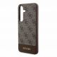 Guess PU 4G Stripe Leather Hard Case - дизайнерски кожен кейс за Samsung Galaxy S24 Plus (кафяв) 4
