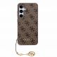 Guess PU 4G Charms Collection Leather Hard Case - дизайнерски кожен кейс за Samsung Galaxy S24 (кафяв) 2