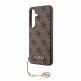 Guess PU 4G Charms Collection Leather Hard Case - дизайнерски кожен кейс за Samsung Galaxy S24 (кафяв) 4