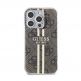 Guess IML 4G Gold Stripe Case - дизайнерски силиконов кейс за iPhone 15 Pro (кафяв) 2