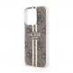 Guess IML 4G Gold Stripe Case - дизайнерски силиконов кейс за iPhone 15 Pro (кафяв) 4