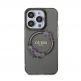 Guess Flowers Ring Glossy Logo MagSafe Case - хибриден удароустойчив кейс с MagSafe за iPhone 15 Pro (черен-прозрачен) 2