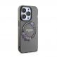 Guess Flowers Ring Glossy Logo MagSafe Case - хибриден удароустойчив кейс с MagSafe за iPhone 15 Pro (черен-прозрачен) 3
