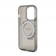 Guess Flowers Ring Glossy Logo MagSafe Case - хибриден удароустойчив кейс с MagSafe за iPhone 15 Pro (черен-прозрачен) 5