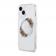 Guess Flowers Ring Glossy Logo MagSafe Case - хибриден удароустойчив кейс с MagSafe за iPhone 15 (прозрачен) 1