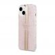 Guess IML 4G Gold Stripe Case - дизайнерски силиконов кейс за iPhone 15 (розов) 1