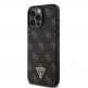 Guess PU 4G Triangle Metal Logo Case - дизайнерски кожен кейс за iPhone 15 Pro Max (черен) 1
