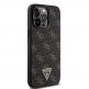 Guess PU 4G Triangle Metal Logo Case - дизайнерски кожен кейс за iPhone 15 Pro Max (черен) 3