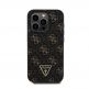 Guess PU 4G Triangle Metal Logo Case - дизайнерски кожен кейс за iPhone 15 Pro (черен) 2