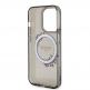Guess Flowers Ring Glossy Logo MagSafe Case - хибриден удароустойчив кейс с MagSafe за iPhone 15 Pro Max (черен-прозрачен) 5