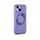 Guess Flowers Ring Glossy Logo MagSafe Case - хибриден удароустойчив кейс с MagSafe за iPhone 15 (лилав-прозрачен) 3