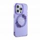 Guess Flowers Ring Glossy Logo MagSafe Case - хибриден удароустойчив кейс с MagSafe за iPhone 15 Pro (лилав-прозрачен) 3