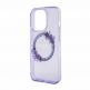 Guess Flowers Ring Glossy Logo MagSafe Case - хибриден удароустойчив кейс с MagSafe за iPhone 15 Pro (лилав-прозрачен) 4
