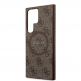 Guess PU 4G Colored Ring MagSafe Leather Hard Case - дизайнерски кожен кейс с MagSafe за Samsung Galaxy S24 Ultra (кафяв) 4