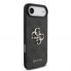 Дизайнерски кожен кейс с връзка за китката за iPhone 17 Air - Guess PU 4G Metal Logo Strap Case (черен) 2