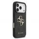 Дизайнерски кожен кейс с връзка за ръка за iPhone 17 Pro - Guess PU 4G Metal Logo Strap Case (черен) 2