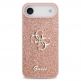 Силиконов (TPU) калъф за iPhone 17 Air - Guess PU Fixed Glitter 4G Metal Logo Case (розов) 2