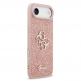 Силиконов (TPU) калъф за iPhone 17 Air - Guess PU Fixed Glitter 4G Metal Logo Case (розов) 3