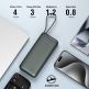 Външна батерия с USB-A и USB-C портове и вграден USB-C кабел - 4smarts Power Bank Enterprise 20000 mAh 165W (тъмносив) 4