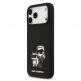 Дизайнерски силиконов кейс с MagSafe за iPhone 17 Pro Max - Karl Lagerfeld Liquid Silicone Sketch Karl and Choupette MagSafe Case (черен) 1