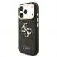 Дизайнерски кожен кейс за iPhone 17 Pro - Guess PU Leather 4G Metal Logo Gold Frame Case (черен) 1