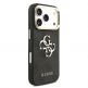 Дизайнерски кожен кейс за iPhone 17 Pro - Guess PU Leather 4G Metal Logo Gold Frame Case (черен) 3