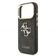 Дизайнерски кожен кейс за iPhone 17 Pro - Guess PU Leather 4G Metal Logo Gold Frame Case (черен) 4