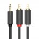 Качествен аудио кабел 2xRCA (мъжко) към 3.5mm (мъжко) (10 метра) - Ugreen AV102 2xRCA Male to 3.5mm Male Audio Cable (черен) 1