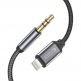 Качествен аудио кабел от Lightning към 3.5 мм. аудио жак (100см) - Tech-Protect Ultraboost Audio Cable With Lightning Connector (черен) 1