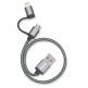Качествен USB-A кабел с Lightning и microUSB конектори (30 см) - Zendure Braided 2in1 Universal MFI Cable (сив) 2