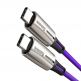 Кабел с въжена оплетка за устройства с USB-C порт (200 см) - Baseus Water Drop USB-C to USB-C Cable PD 2.0 60W (CATSD-K05) (лилав) 2