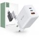 Захранване за ел. мрежа за лаптопи, смартфони и таблети с USB-A и 2xUSB-C изходи с технология за бързо зареждане - Tech-Protect C65W Wall Charger 65W PD (бял) 3