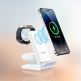 Тройна поставка (пад) за безжично зареждане за iPhone, Apple Watch, AirPods и Qi съвместими мобилни устройства - Choetech T608 3-in-1 Wireless Charger 15W (бял) 5