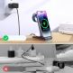 Тройна поставка (пад) за безжично зареждане за iPhone, Apple Watch, AirPods и Qi съвместими мобилни устройства - Joyroom 3-in-1 Wireless Charger 15W (черен) 10