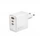 Захранване за ел. мрежа с USB-A и 2xUSB-C изходи с технология за бързо зареждане - 4smarts GaN Wall Charger Pocket 100W (бял) 1