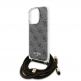 Дизайнерски кожен кейс с връзка за носене през врата за iPhone 16 Pro Max - Guess PU IML 4G Printed Case With Crossbody Strap (кафяв) 2