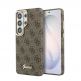Дизайнерски кожен кейс с MagSafe за Samsung Galaxy S26 Ultra - Guess PU 4G Script Metal Logo Magnetic Case (кафяв)