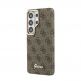 Дизайнерски кожен кейс с MagSafe за Samsung Galaxy S26 Ultra - Guess PU 4G Script Metal Logo Magnetic Case (кафяв) 1