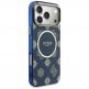 Дизайнерски кейс с висока защита и MagSafe за iPhone 17 Pro Max - Guess PU IML 4G Peony Dot MagSafe Hard Case (син) 3