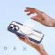 Удароустойчив хибриден кожен кейс с отделение за карти и MagSafe за iPhone 15 Pro Max - Dux Ducis Skin X Pro Magnetic Wallet Case (син-прозрачен) 2
