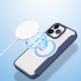 Удароустойчив хибриден кожен кейс с отделение за карти и MagSafe за iPhone 15 Pro Max - Dux Ducis Skin X Pro Magnetic Wallet Case (син-прозрачен) 3