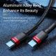 Baseus Cafule USB-C to USB-C Cable PD 2.0 100W - кабел с въжена оплетка и бързо зареждане за устройства с USB-C порт (200 см) (черен-червен) 2