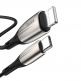 Baseus Horizontal USB-C to Lightning Cable - USB-C към Lightning кабел за Apple устройства с Lightning порт (50 см) (черен) 1