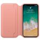 Apple Leather Folio Case - оригинален кожен (естествена кожа) калъф за iPhone X (розов) 1