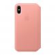 Apple Leather Folio Case - оригинален кожен (естествена кожа) калъф за iPhone X (розов) 2