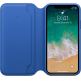 Apple Leather Folio Case - оригинален кожен (естествена кожа) калъф за iPhone X (син) 1