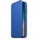 Apple Leather Folio Case - оригинален кожен (естествена кожа) калъф за iPhone X (син) 2