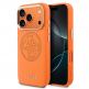 Дизайнерски кожен кейс с MagSafe за iPhone 17 Pro Max - Guess PU Perforated 4G Logo MagSafe Case (оранжев)